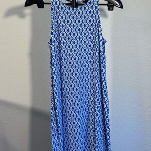 Ann Taylor Blue and White Sleeveless Dress